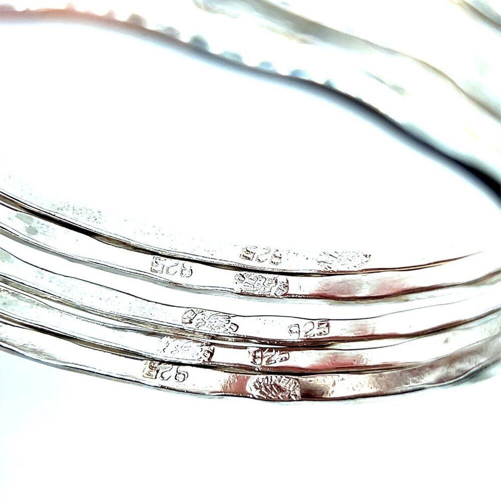 Silver 925 5-Stack Bangles - Picture 4 of 5